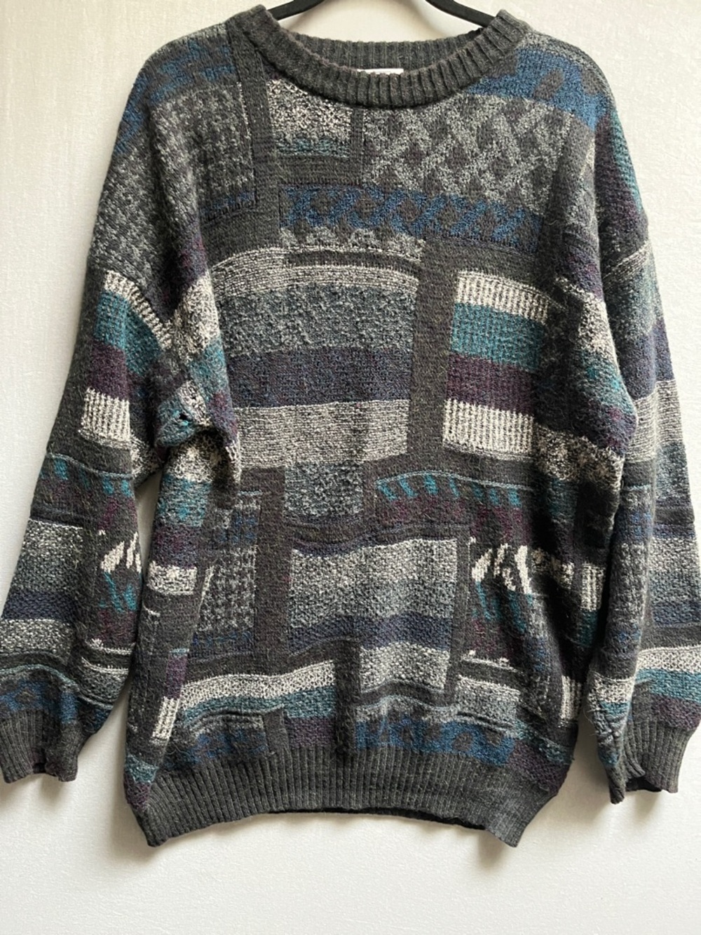 Vintage Avanrata Harry Rosen Wool Alpaca Geometric Sweater Italy L